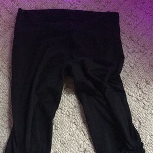 Black leggings with ruched drawstring
